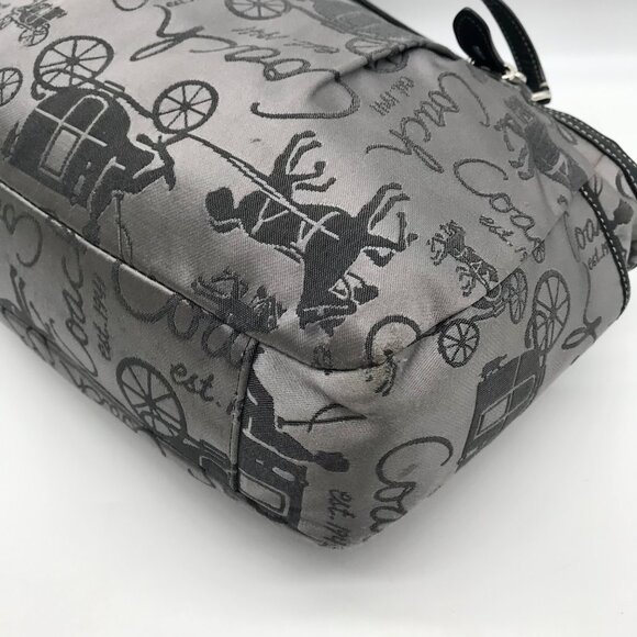 Coach  Gray Sateen Gallery Horse & Carriage East West Tote Bag F16583 - Picture 8 of 11